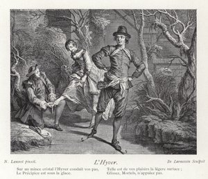 Winter, Depicting a Group of People Ice Skating by Nicolas Lancret